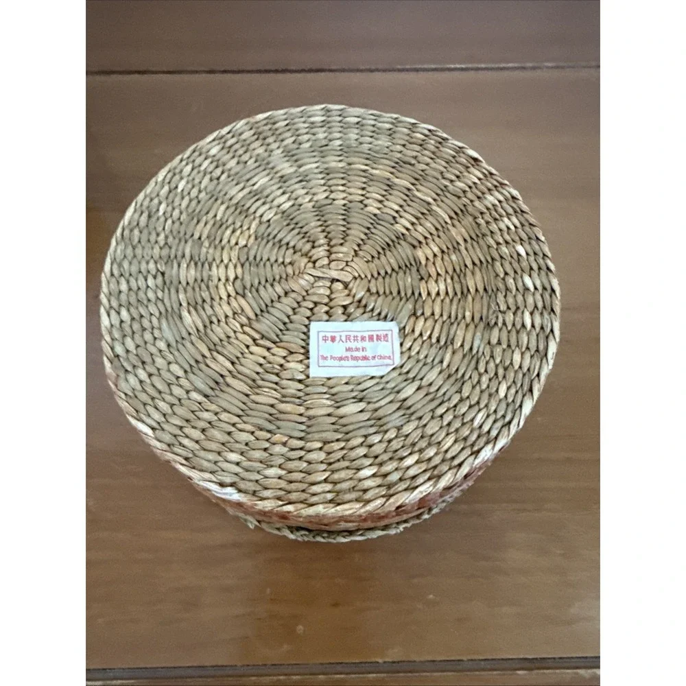 Lot Of Three Vintage Mini Baskets Pine needle, Round Lidded, SW Wedding Style NM